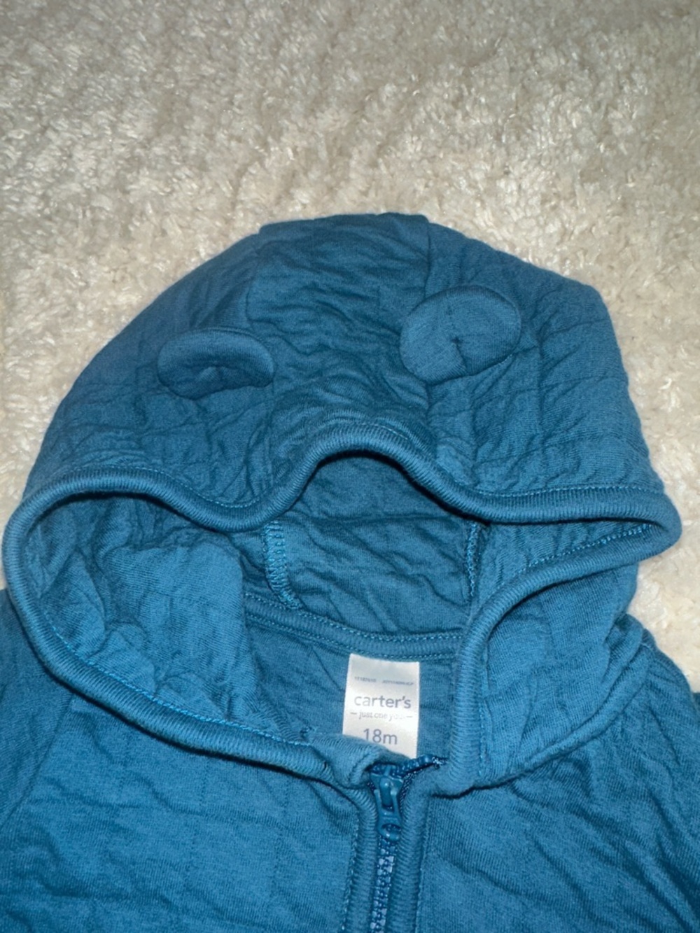 Toddler Quilted Hooded Jacket - Teal Blue image 2